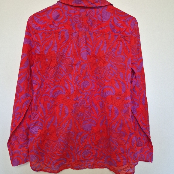 Talbots Women’s Red & Pink Floral Print Button-Up Shirt – Size Small - Picture 6 of 6